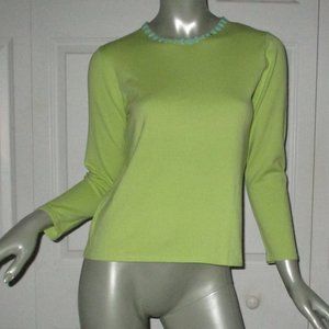 J. McLAUGHLIN Light Green Beaded Cropped Sweater